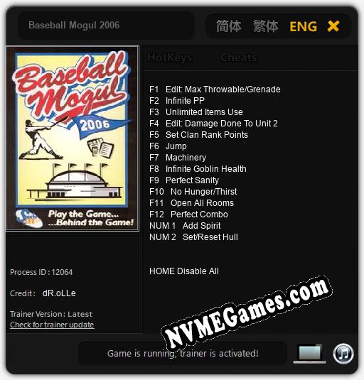 Baseball Mogul 2006: Trainer +14 [v1.7]