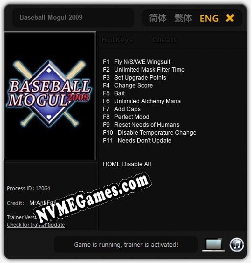 Baseball Mogul 2009: Cheats, Trainer +11 [MrAntiFan]