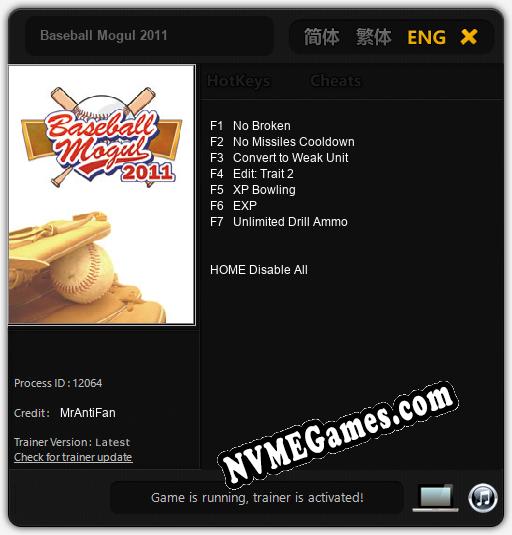 Baseball Mogul 2011: Treinador (V1.0.29)