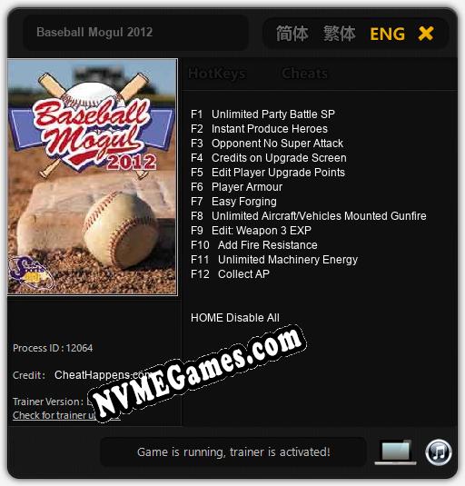 Baseball Mogul 2012: Trainer +12 [v1.7]