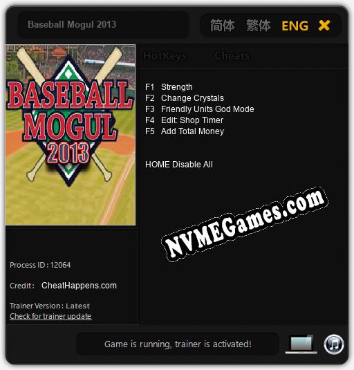 Baseball Mogul 2013: Cheats, Trainer +5 [CheatHappens.com]