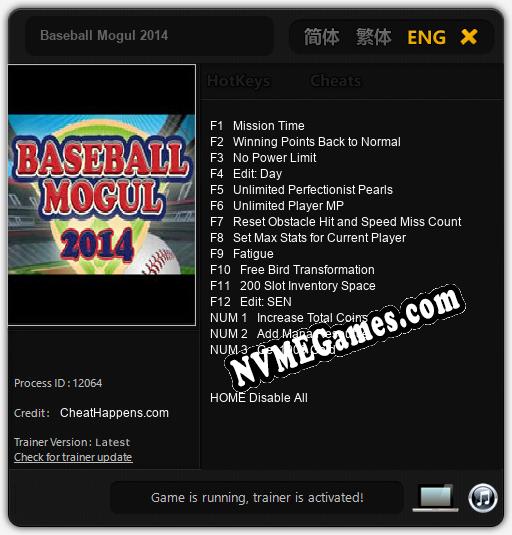 Baseball Mogul 2014: Cheats, Trainer +15 [CheatHappens.com]