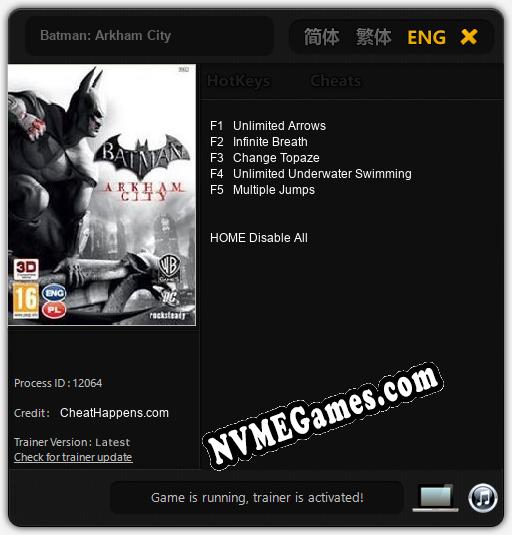 Treinador liberado para Batman: Arkham City [v1.0.6]