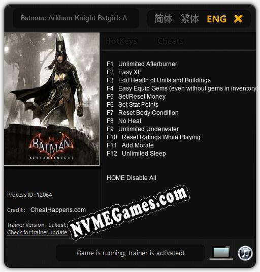 Batman: Arkham Knight Batgirl: A Matter of Family: Cheats, Trainer +12 [CheatHappens.com]