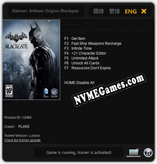 Batman: Arkham Origins Blackgate: Trainer +7 [v1.2]