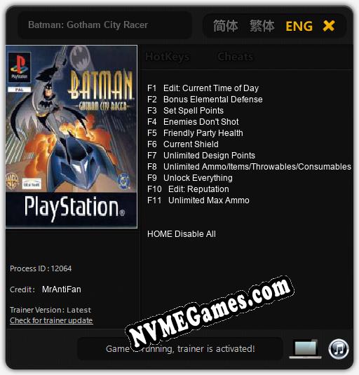 Batman: Gotham City Racer: Treinador (V1.0.9)