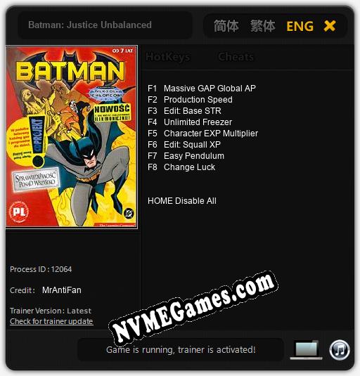 Batman: Justice Unbalanced: Treinador (V1.0.92)