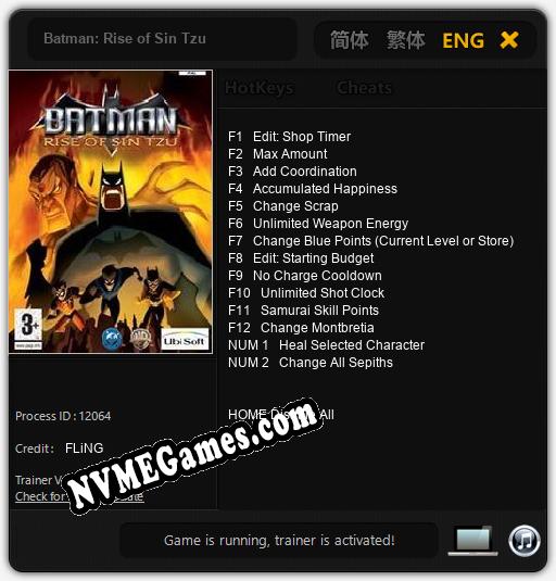 Batman: Rise of Sin Tzu: Cheats, Trainer +14 [FLiNG]