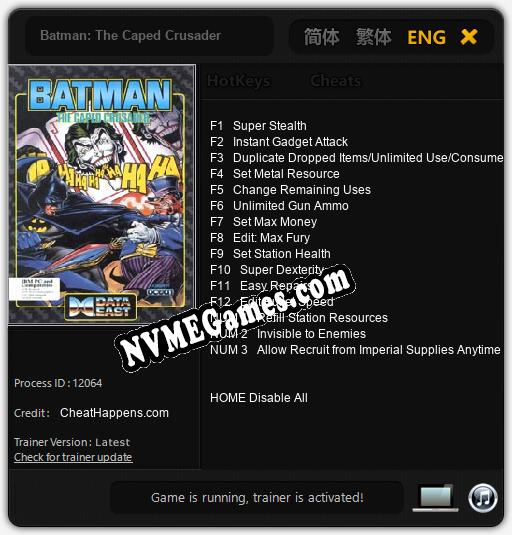 Batman: The Caped Crusader: Cheats, Trainer +15 [CheatHappens.com]