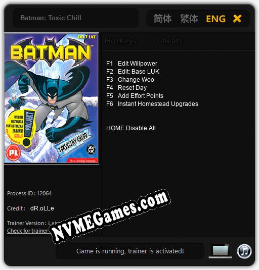 Treinador liberado para Batman: Toxic Chill [v1.0.1]