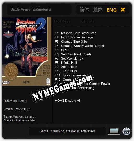 Battle Arena Toshinden 2: Treinador (V1.0.67)