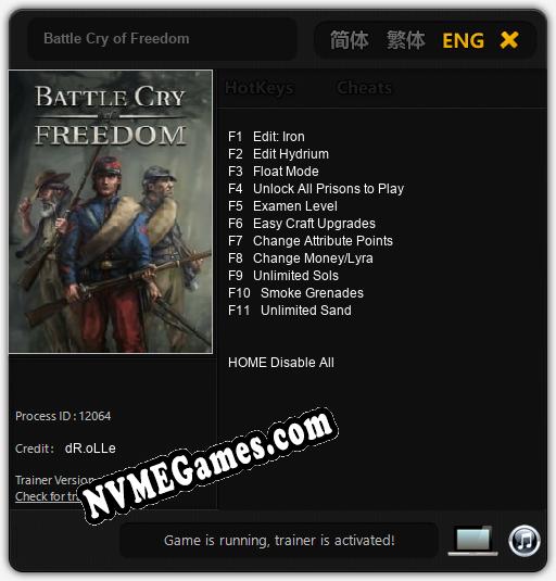 Battle Cry of Freedom: Cheats, Trainer +11 [dR.oLLe]