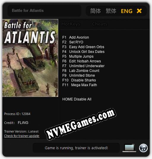 Battle for Atlantis: Cheats, Trainer +11 [FLiNG]