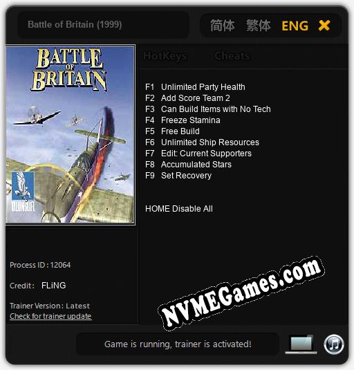 Battle of Britain (1999): Cheats, Trainer +9 [FLiNG]