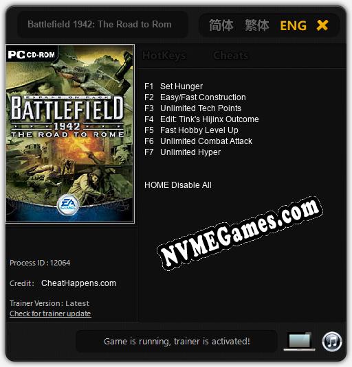 Battlefield 1942: The Road to Rome: Cheats, Trainer +7 [CheatHappens.com]