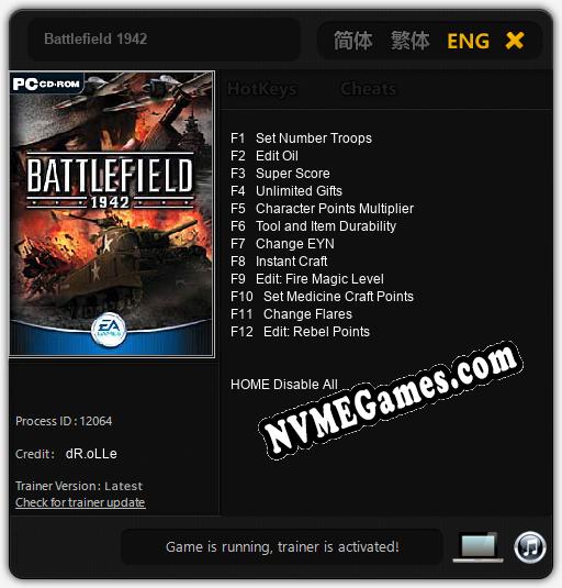 Battlefield 1942: Trainer +12 [v1.1]