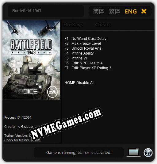 Battlefield 1943: Treinador (V1.0.27)