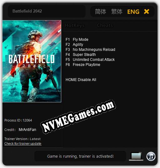 Treinador liberado para Battlefield 2042 [v1.0.8]