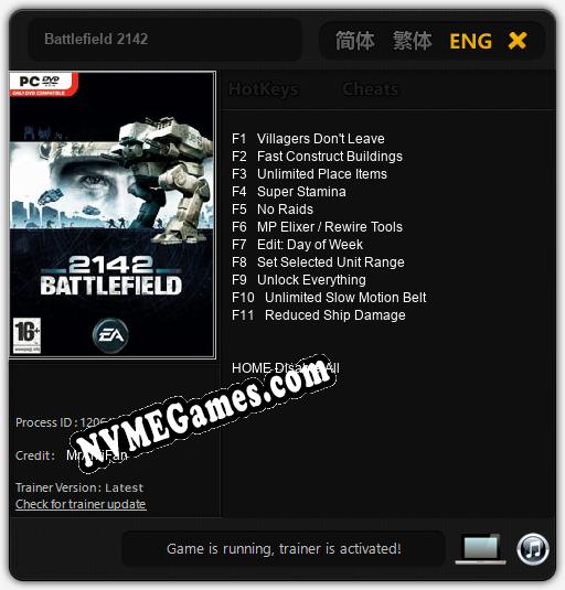 Battlefield 2142: Cheats, Trainer +11 [MrAntiFan]