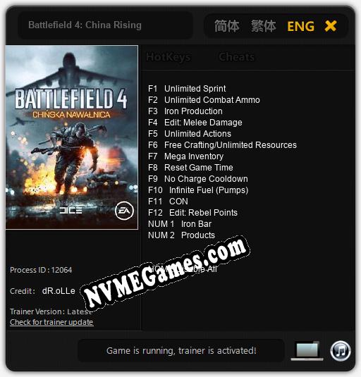 Battlefield 4: China Rising: Cheats, Trainer +14 [dR.oLLe]