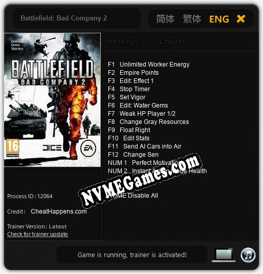 Battlefield: Bad Company 2: Cheats, Trainer +14 [CheatHappens.com]