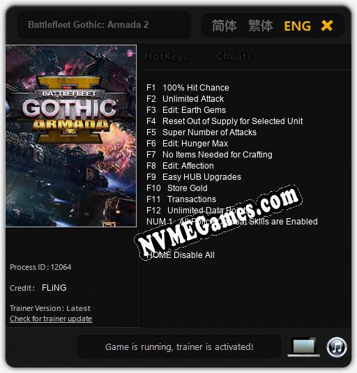 Treinador liberado para Battlefleet Gothic: Armada 2 [v1.0.1]