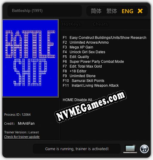 Battleship (1991): Treinador (V1.0.68)