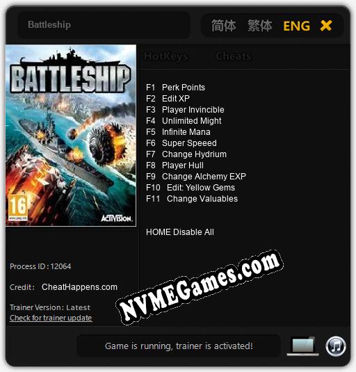 Treinador liberado para Battleship [v1.0.4]