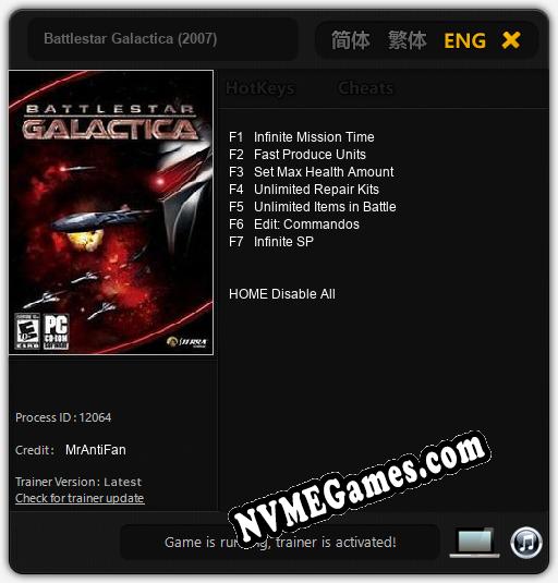 Battlestar Galactica (2007): Treinador (V1.0.34)