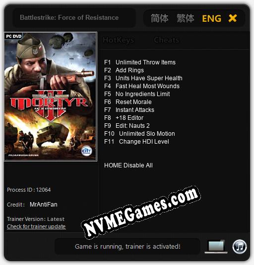 Battlestrike: Force of Resistance: Cheats, Trainer +11 [MrAntiFan]