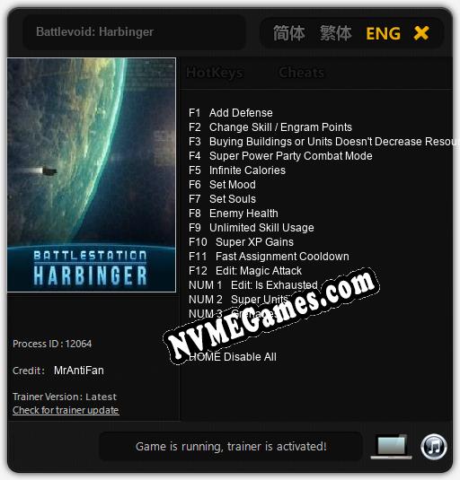 Treinador liberado para Battlevoid: Harbinger [v1.0.8]