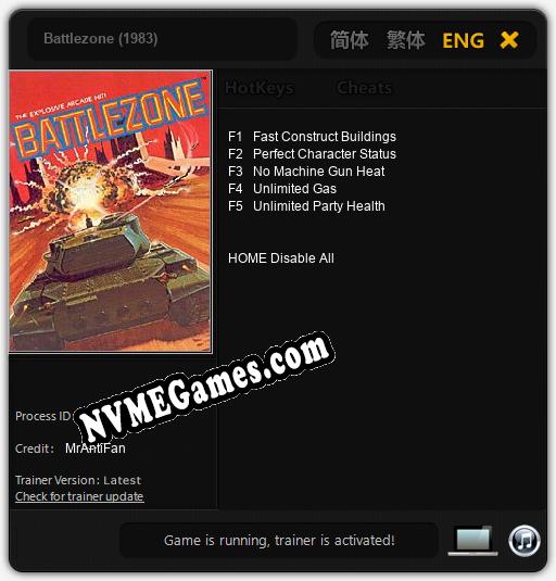 Battlezone (1983): Cheats, Trainer +5 [MrAntiFan]