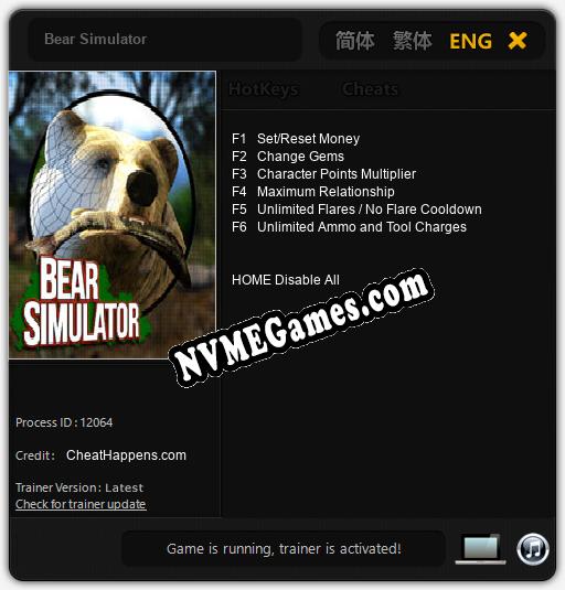 Treinador liberado para Bear Simulator [v1.0.8]