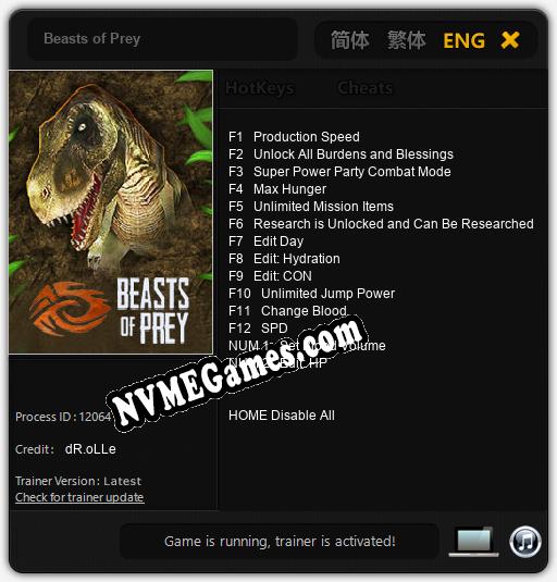 Beasts of Prey: Treinador (V1.0.96)