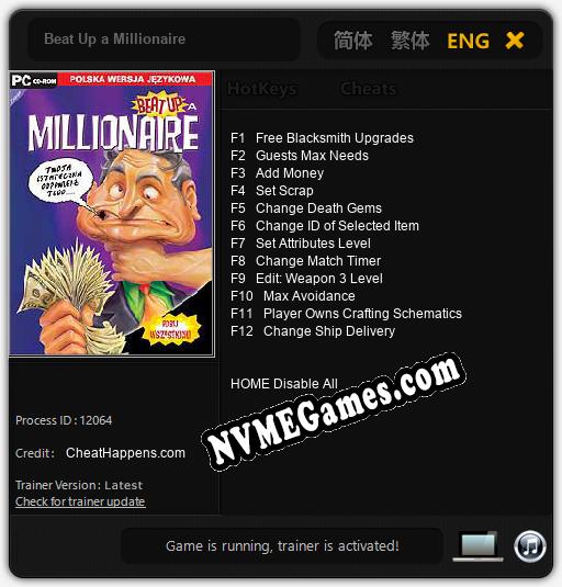 Beat Up a Millionaire: Cheats, Trainer +12 [CheatHappens.com]