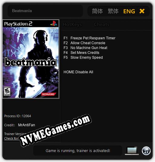 Treinador liberado para Beatmania [v1.0.8]