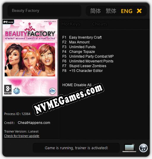 Treinador liberado para Beauty Factory [v1.0.4]