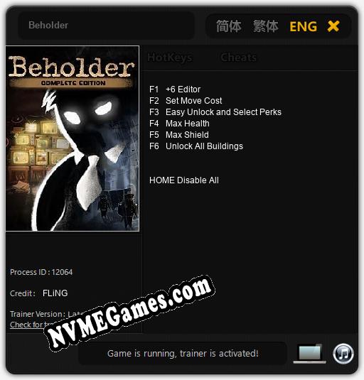 Treinador liberado para Beholder [v1.0.3]