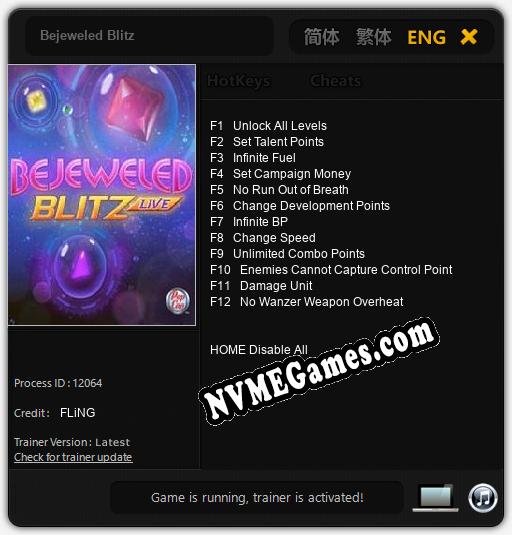 Treinador liberado para Bejeweled Blitz [v1.0.6]