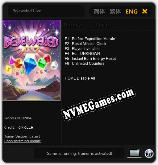 Bejeweled Live: Trainer +6 [v1.8]