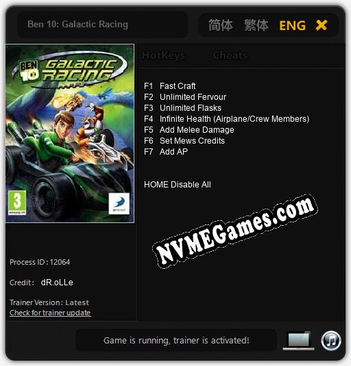 Ben 10: Galactic Racing: Treinador (V1.0.54)