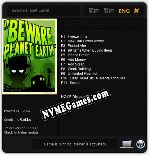 Beware Planet Earth!: Trainer +11 [v1.4]