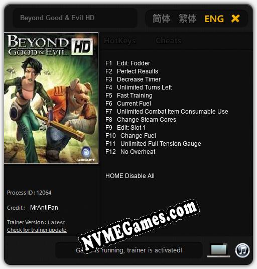 Treinador liberado para Beyond Good & Evil HD [v1.0.9]