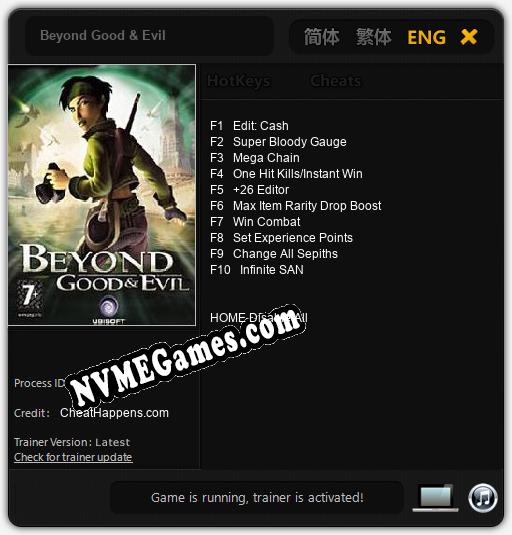 Beyond Good & Evil: Trainer +10 [v1.7]