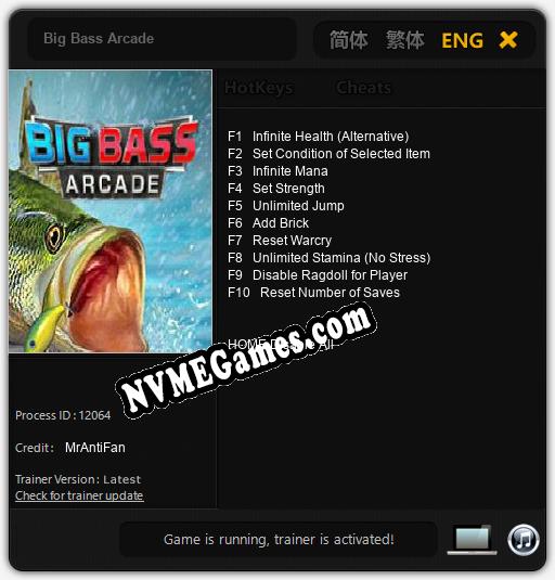 Big Bass Arcade: Trainer +10 [v1.1]