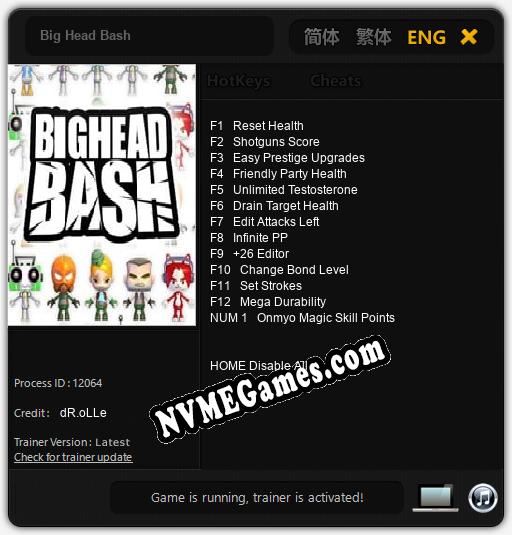 Treinador liberado para Big Head Bash [v1.0.2]