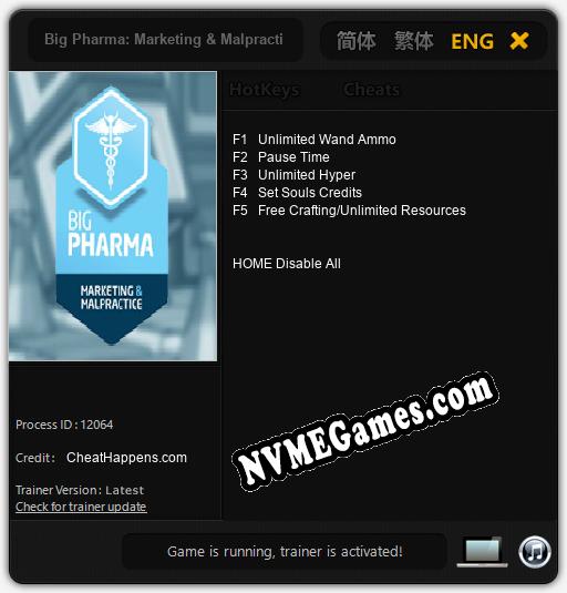 Big Pharma: Marketing & Malpractice: Treinador (V1.0.91)