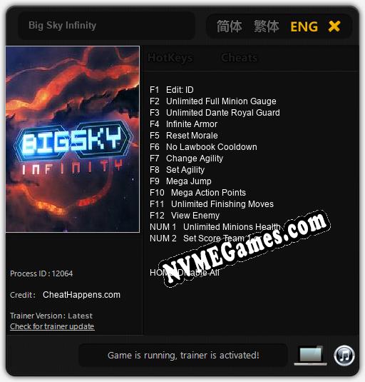 Big Sky Infinity: Cheats, Trainer +14 [CheatHappens.com]