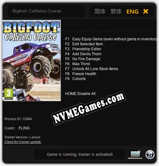 Bigfoot: Collision Course: Treinador (V1.0.87)