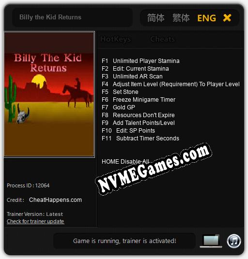 Treinador liberado para Billy the Kid Returns [v1.0.4]